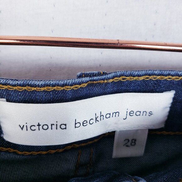 Victoria Beckham Denim Flare Leg Jeans Blue Dark Wash Size 28 Classic Designer - Picture 4 of 13